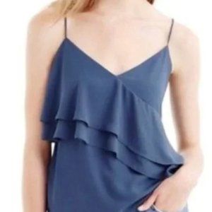 4 for $20 J. Crew Drapey Ruffle Cami Tank Top Blouse Shadow Blue